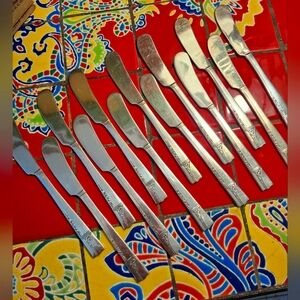 "Caprice" Silverplate Individual Butter Knives 13 Art Deco 1937 Nobility Plate